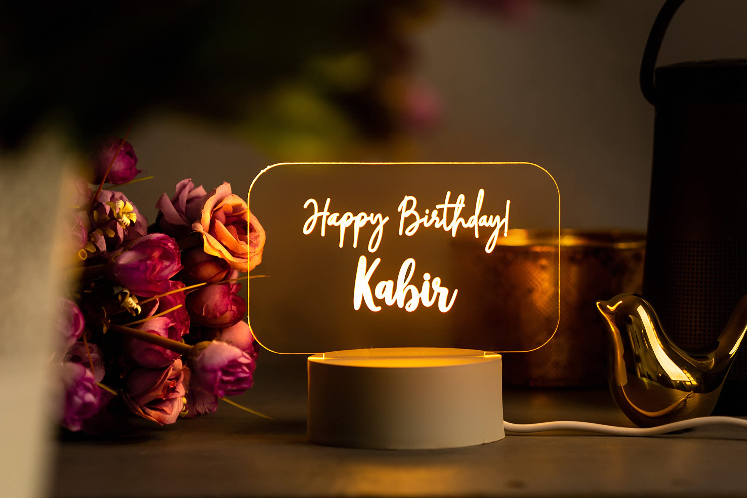 Custom LED Happy Birthday Acrylic Lamp | Personalized USB Night Light