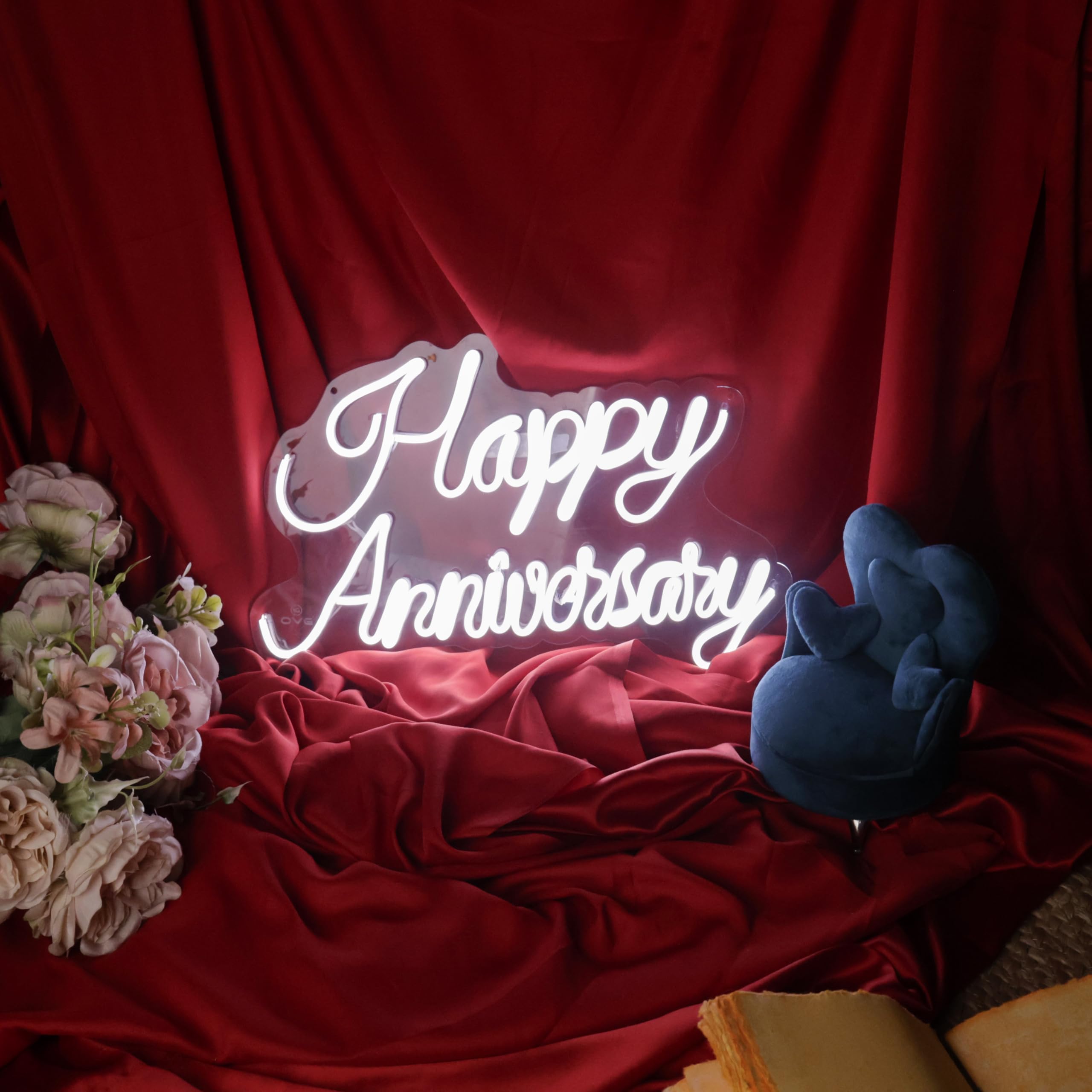 Anniversary Neon Light - 12" x 18" White LED for Weddings, Gifts, Wall Decor