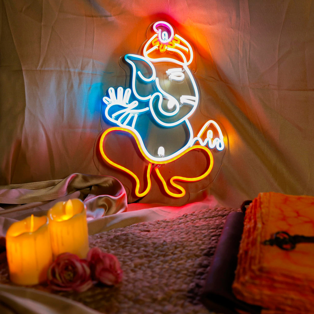 12x18in Ganesh LED Neon Light for Mandir, Home Decor & Gifts