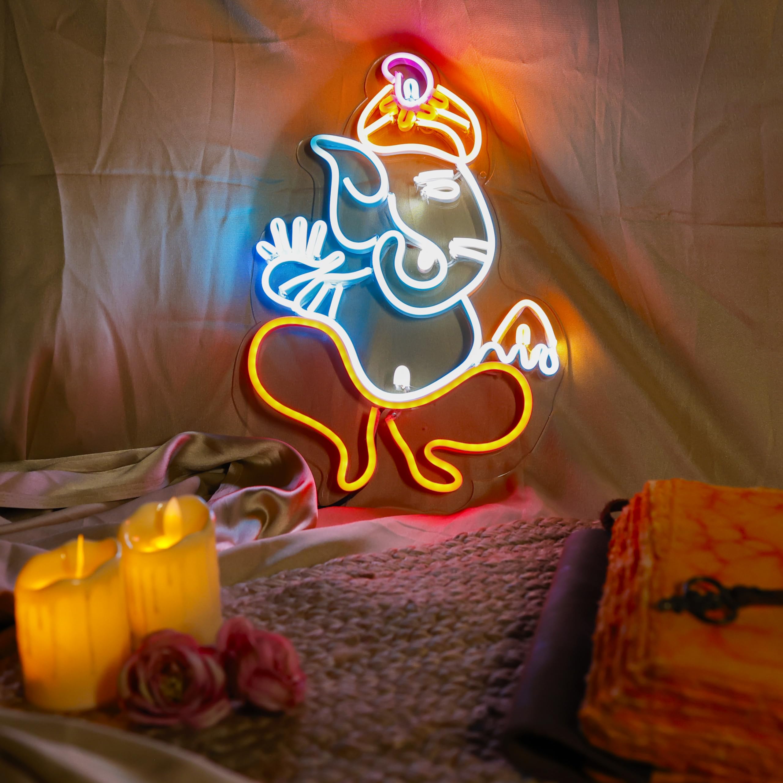12x18in Ganesh LED Neon Light for Mandir, Home Decor & Gifts