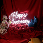 Anniversary Neon Light - 12" x 18" White LED for Weddings, Gifts, Wall Decor