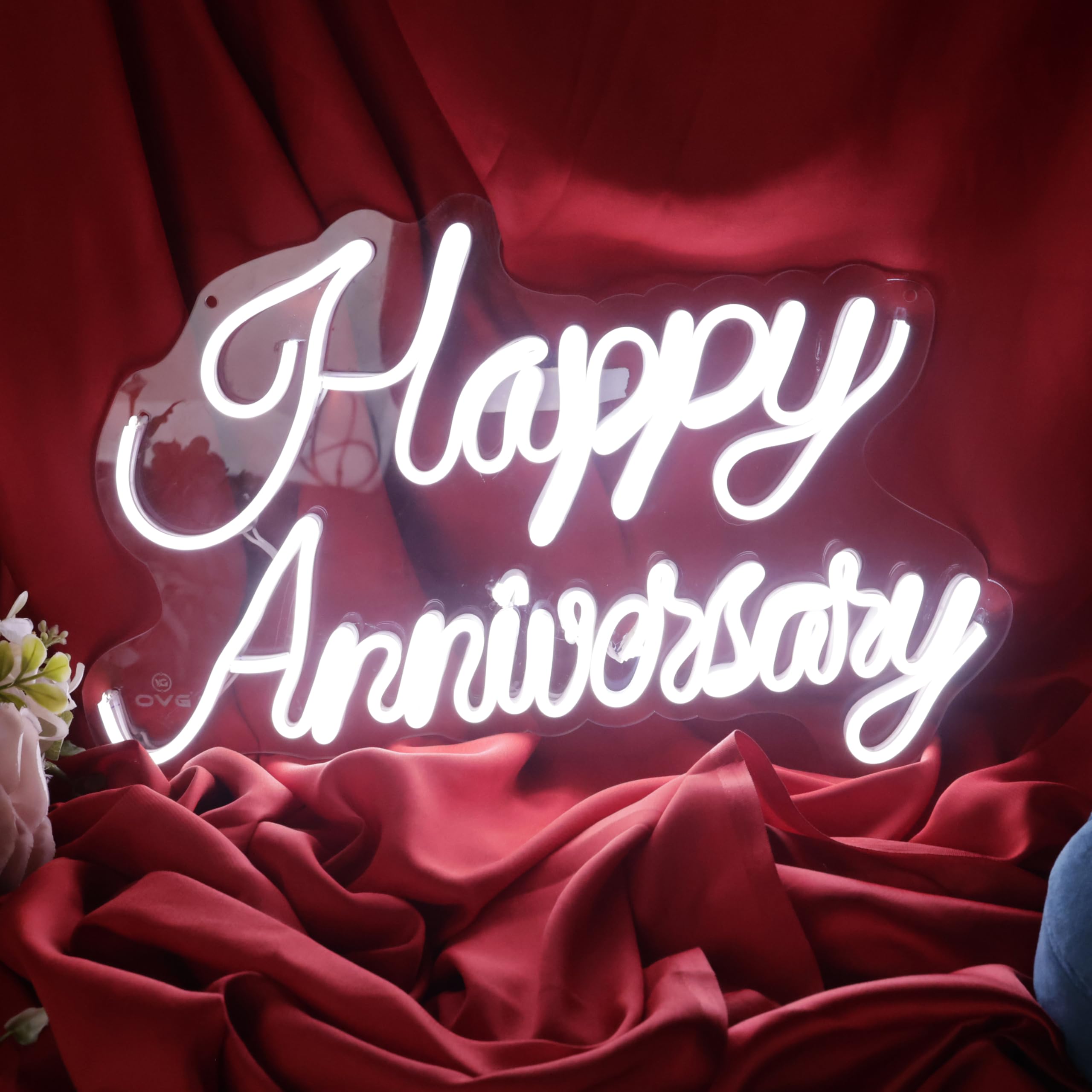 Anniversary Neon Light - 12" x 18" White LED for Weddings, Gifts, Wall Decor