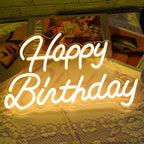 LED Happy Birthday Neon Sign - Dimmable, Reusable - 16.5x10 Inch