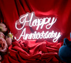 Anniversary Neon Light - 12" x 18" White LED for Weddings, Gifts, Wall Decor