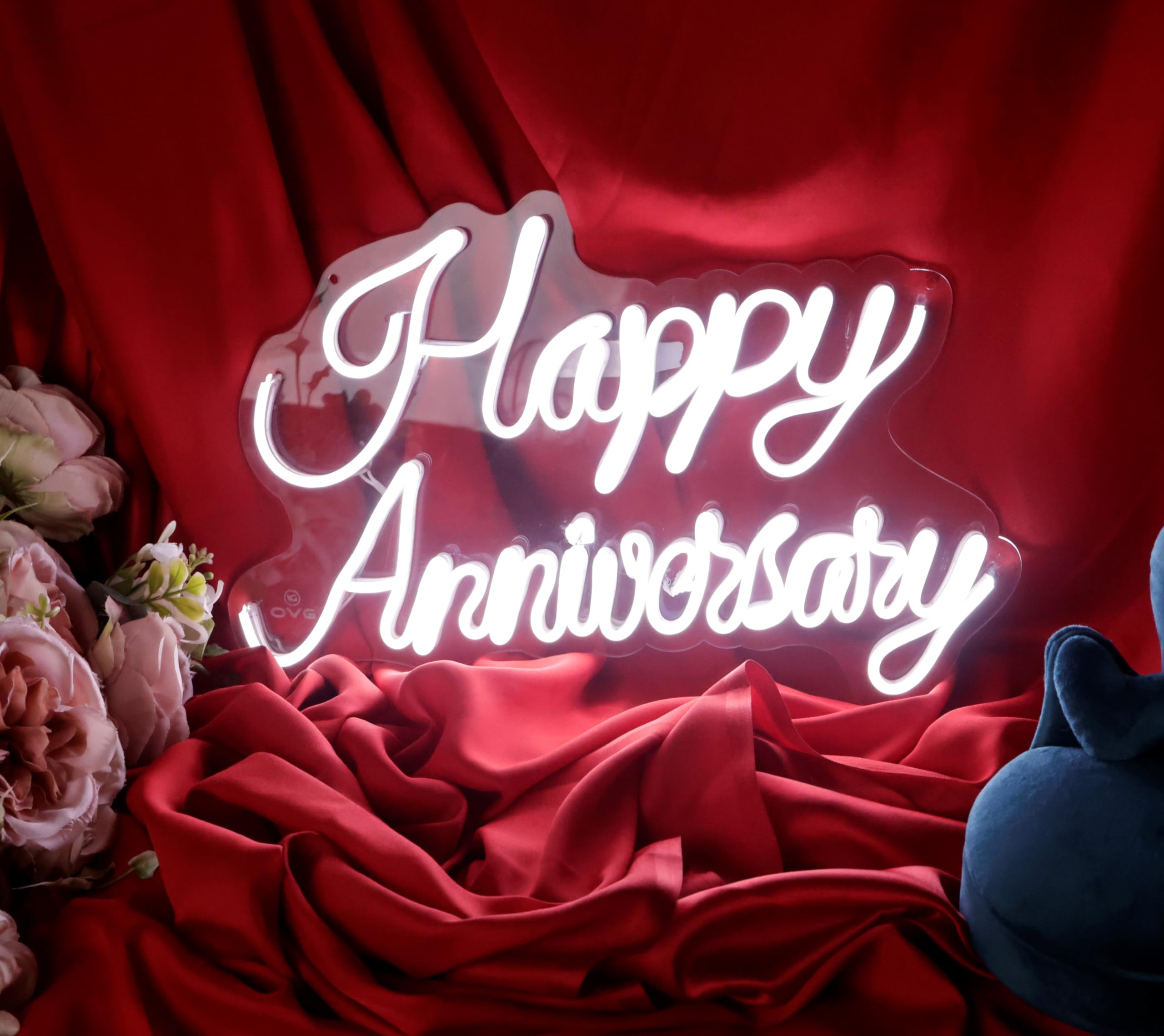 Anniversary Neon Light - 12" x 18" White LED for Weddings, Gifts, Wall Decor