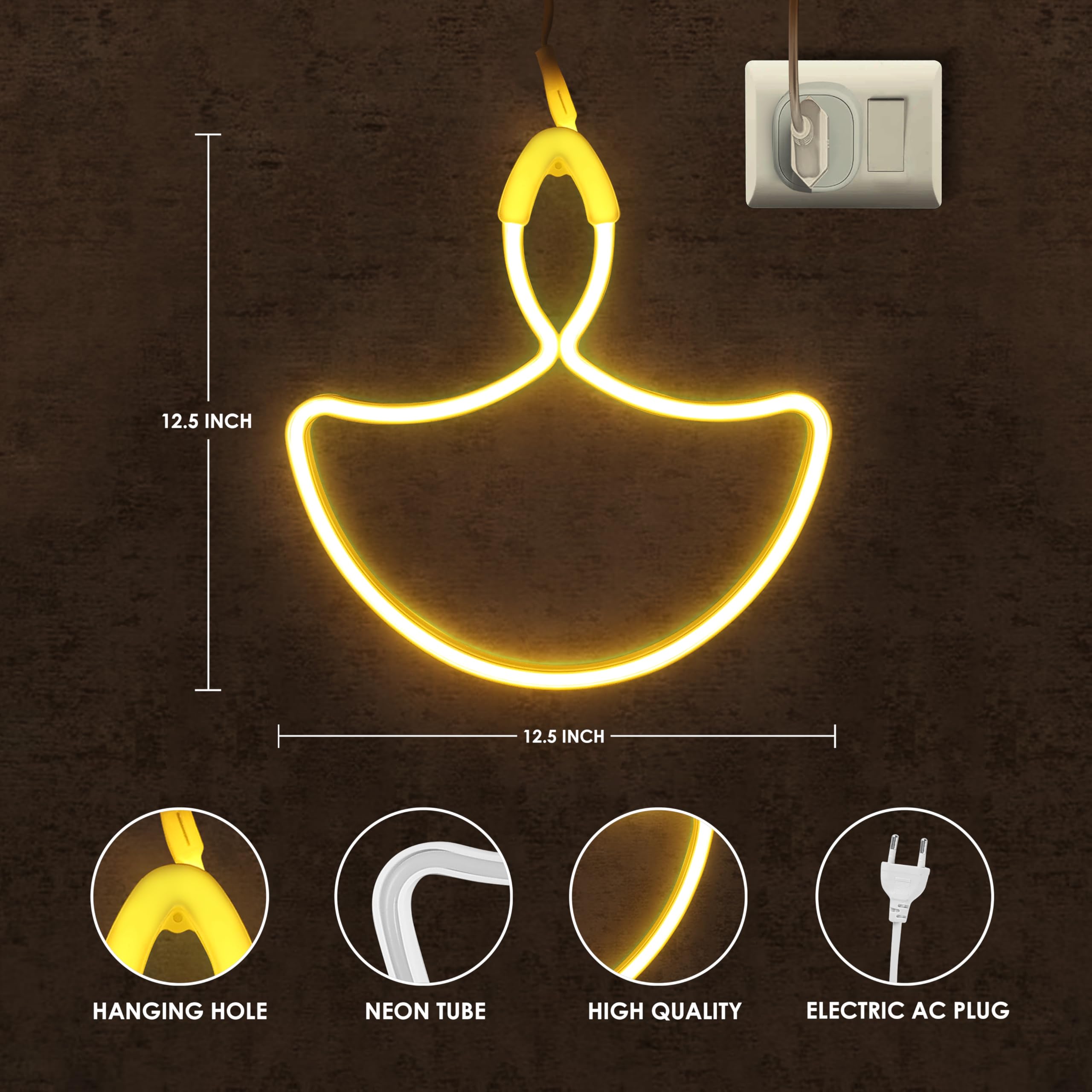 LED Neon Strip Lights - IP65 Waterproof, Warm White, Diwali Decoration, Indoor/Outdoor