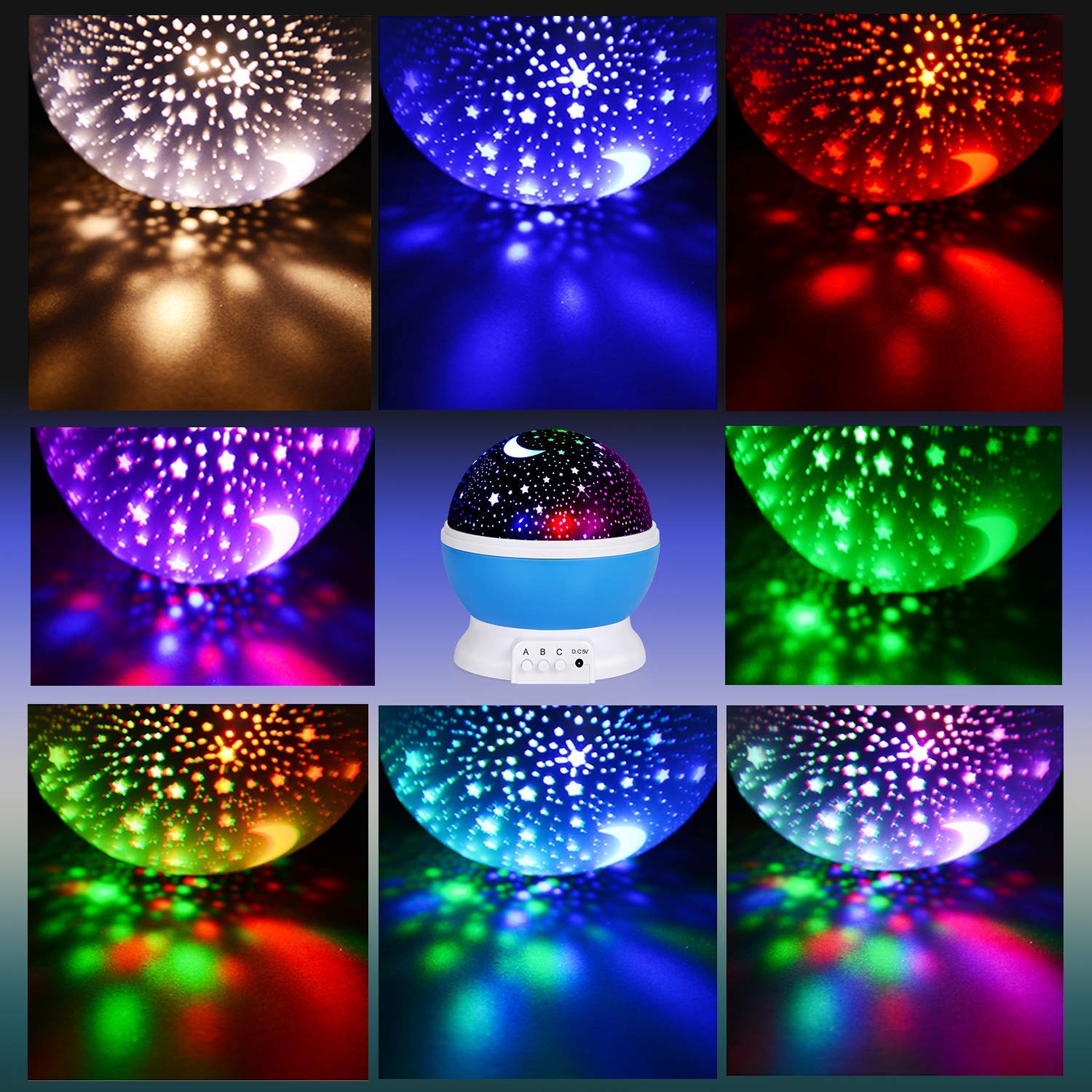 LED Galaxy Star Projector Night Light - USB Powered, Colorful Rotating Lamp for Bedroom, Kids, Home Decor - Assorted Colors