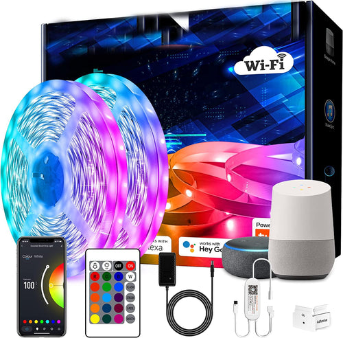 10m RGB LED Strip Lights - Music Sync, Alexa & Google Compatible, Remote Controlled - 600 LEDs Waterproof Smart Lighting - Multicolor for Home, Bedroom, PC