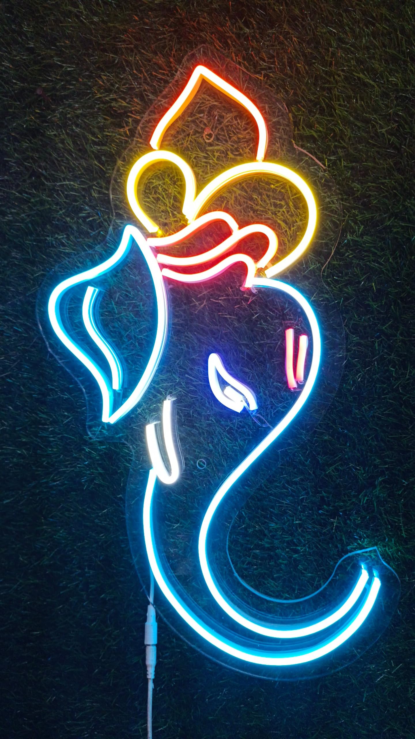 Colorful Ganesh Neon LED Sign – Wall Art for Mandir
