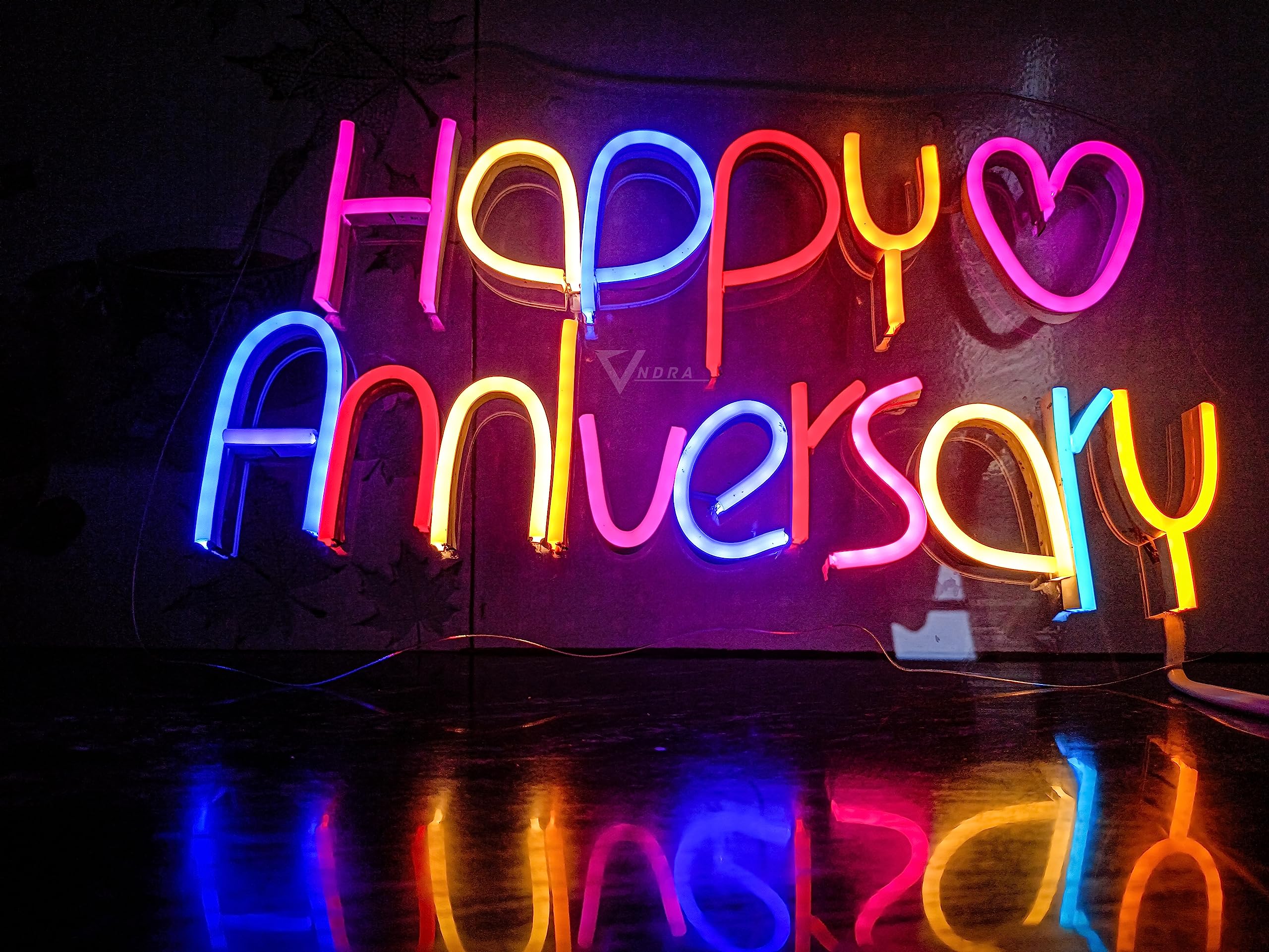 Anniversary LED Neon Wall Sign, Multicolor, Adapter-Powered, Bedroom Decor for Celebrations