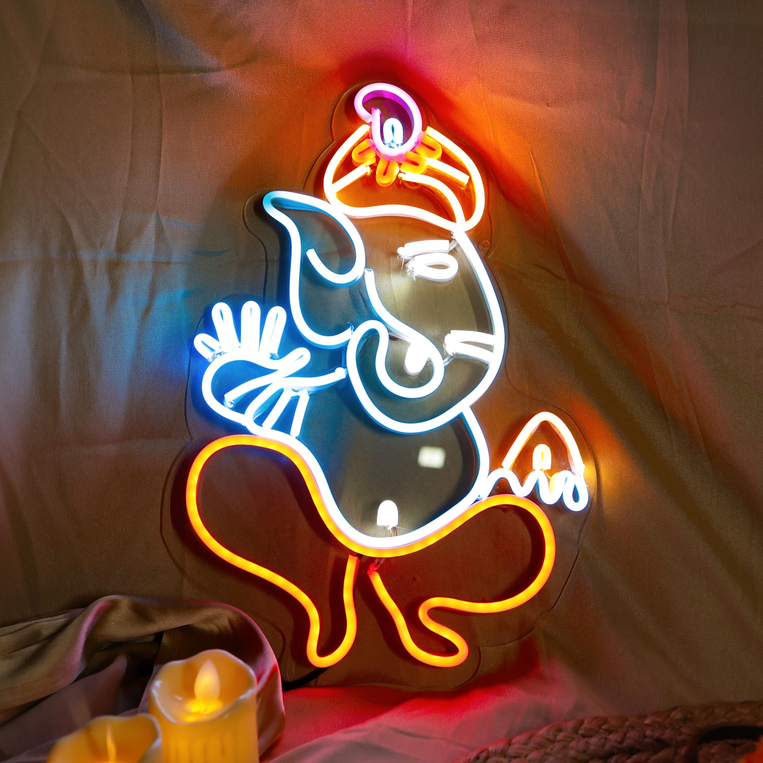 12x18in Ganesh LED Neon Light for Mandir, Home Decor & Gifts