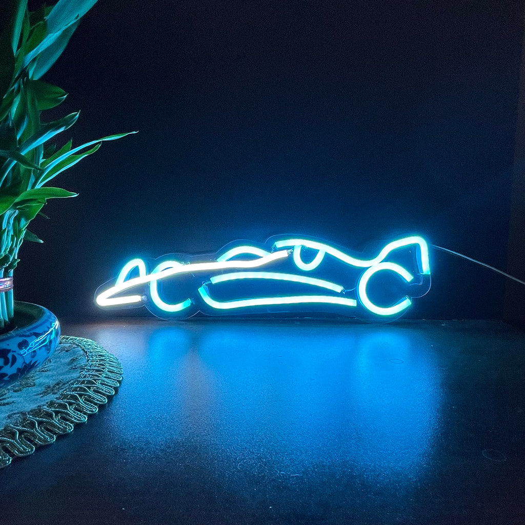 Blue LED Racing Cars Neon Light (3x12 inch) for Home Decor, Wedding, Kids Room, Bar, Hotel