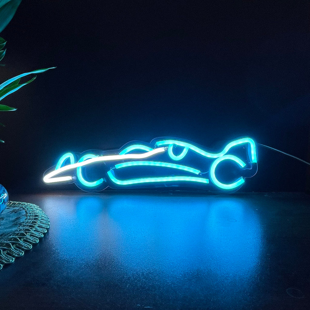 Blue LED Racing Cars Neon Light (3x12 inch) for Home Decor, Wedding, Kids Room, Bar, Hotel