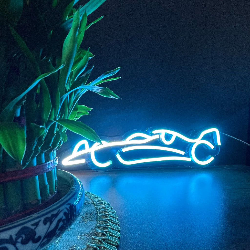 Blue LED Racing Cars Neon Light (3x12 inch) for Home Decor, Wedding, Kids Room, Bar, Hotel