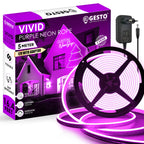 Purple Neon Rope Lights - 16.4ft, Flexible, Cuttable, Waterproof - Indoor Outdoor Decoration