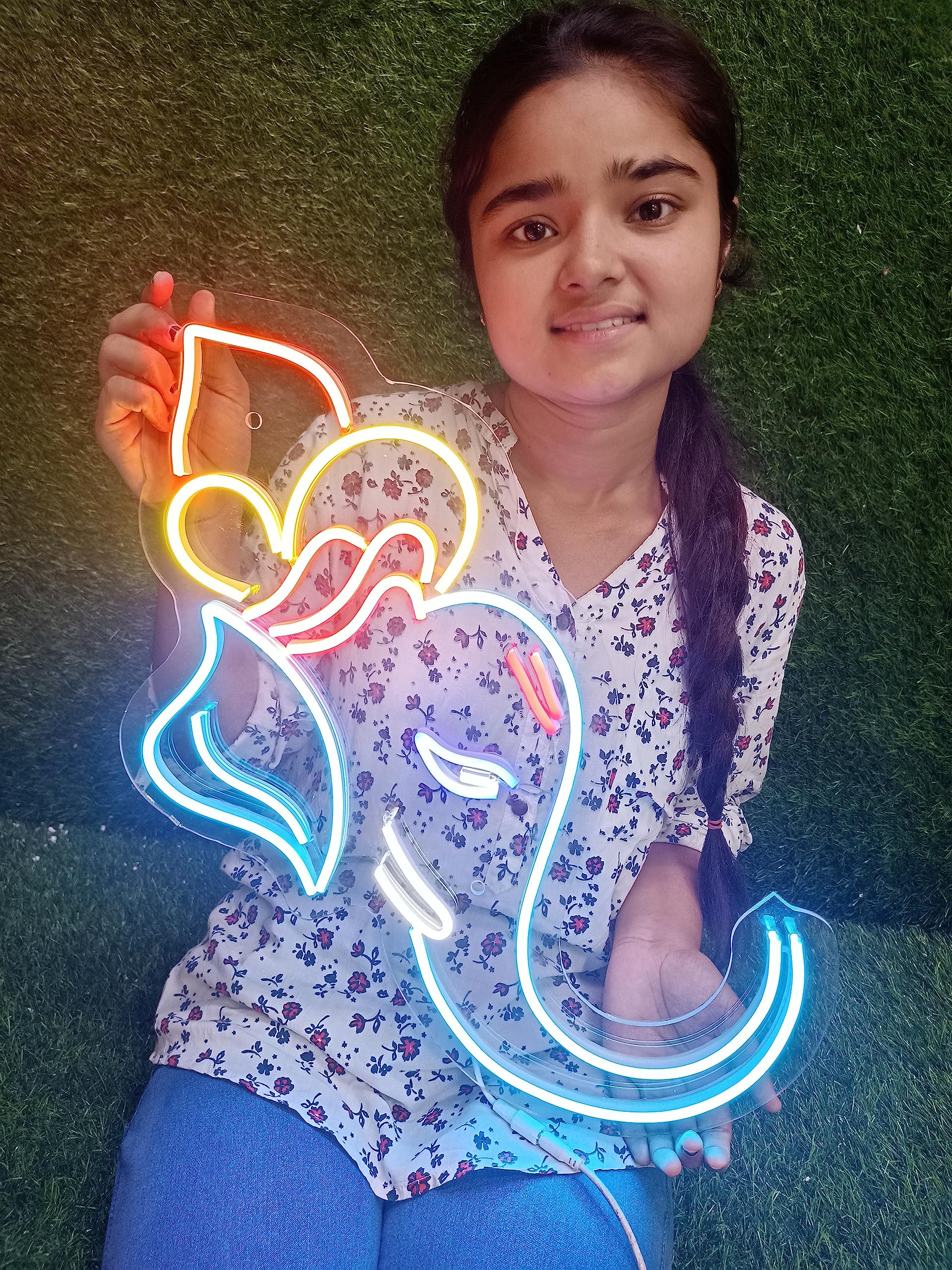 Colorful Ganesh Neon LED Sign – Wall Art for Mandir